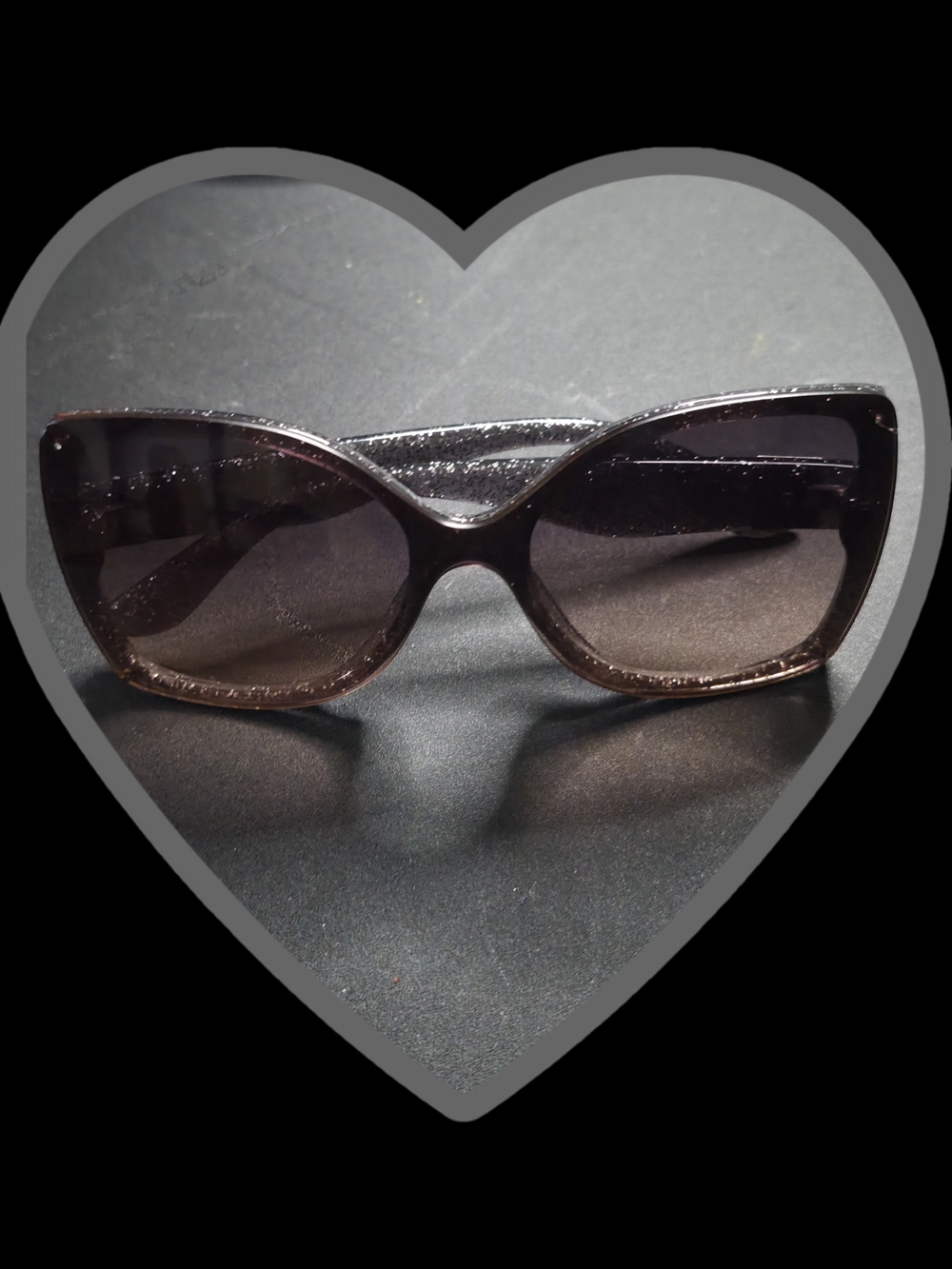 Jessica Simpsom Glitter Butterfly Shield Sunglasses w/Translucent Smokey Frame